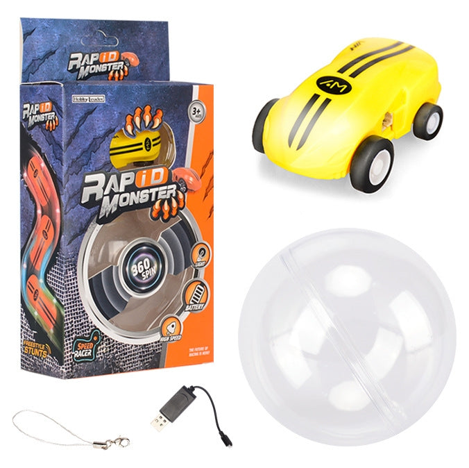 S618 360 Degree Rotary Mini High Speed Laser Pocket Car Racing Model Vehicle Toy(Yellow) by bashfashion