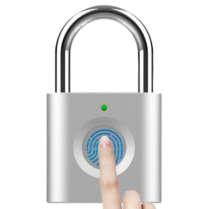 X007 Micro USB Charging Mini Metal Fingerprint Padlock Small Drawer Lock (Silver) by bashfashion