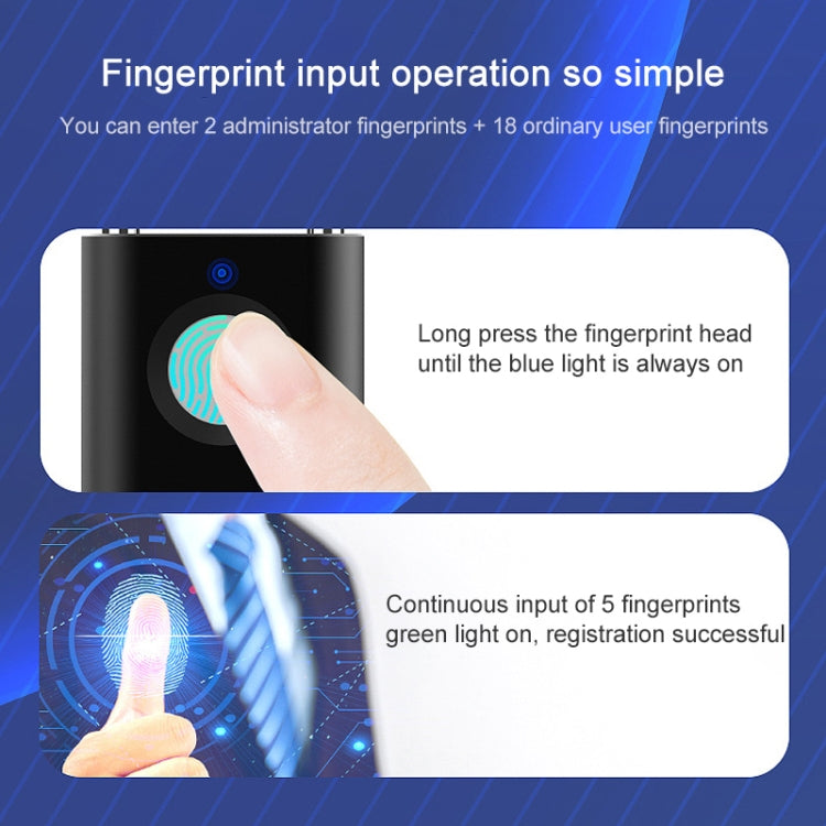 X007 Micro USB Charging Mini Metal Fingerprint Padlock Small Drawer Lock (Black) by bashfashion