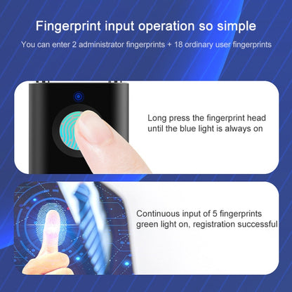 X007 Micro USB Charging Mini Metal Fingerprint Padlock Small Drawer Lock (Silver) by bashfashion