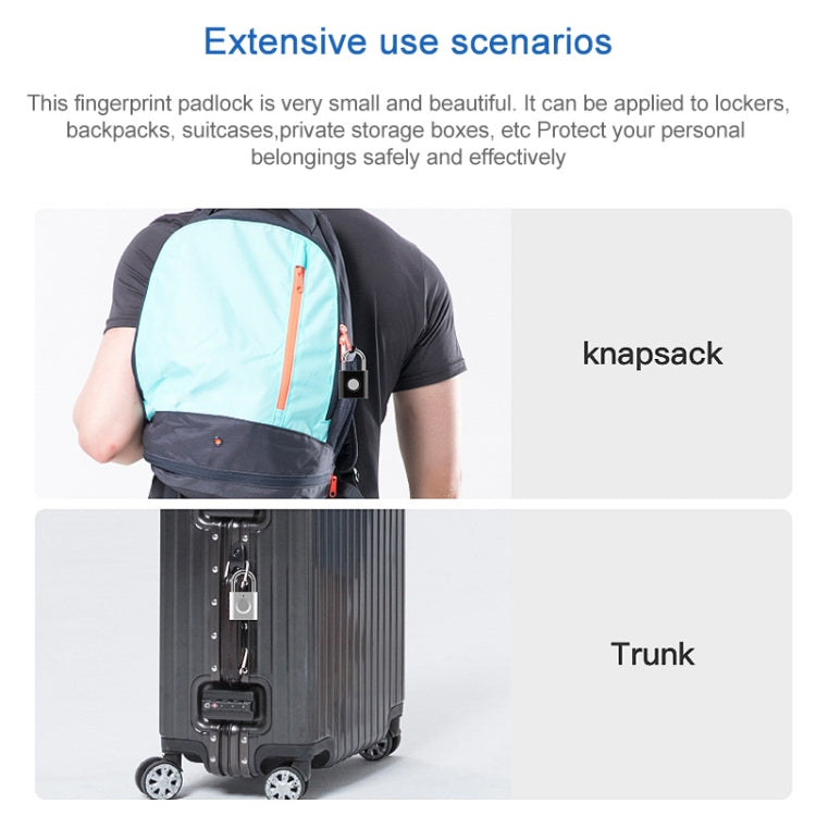 X007 Micro USB Charging Mini Metal Fingerprint Padlock Small Drawer Lock (Black) by bashfashion