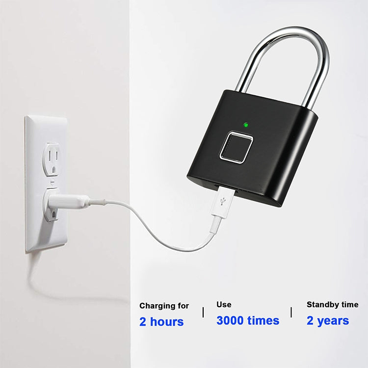 Stainless Steel Automatic Intelligent Fingerprint Padlock Electronic Lock, 10 Fingerprint Edition(Black) by bashfashion