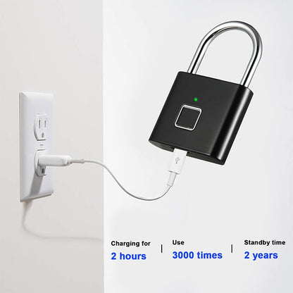 Stainless Steel Automatic Intelligent Fingerprint Padlock Electronic Lock, 10 Fingerprint Edition(Black) by bashfashion