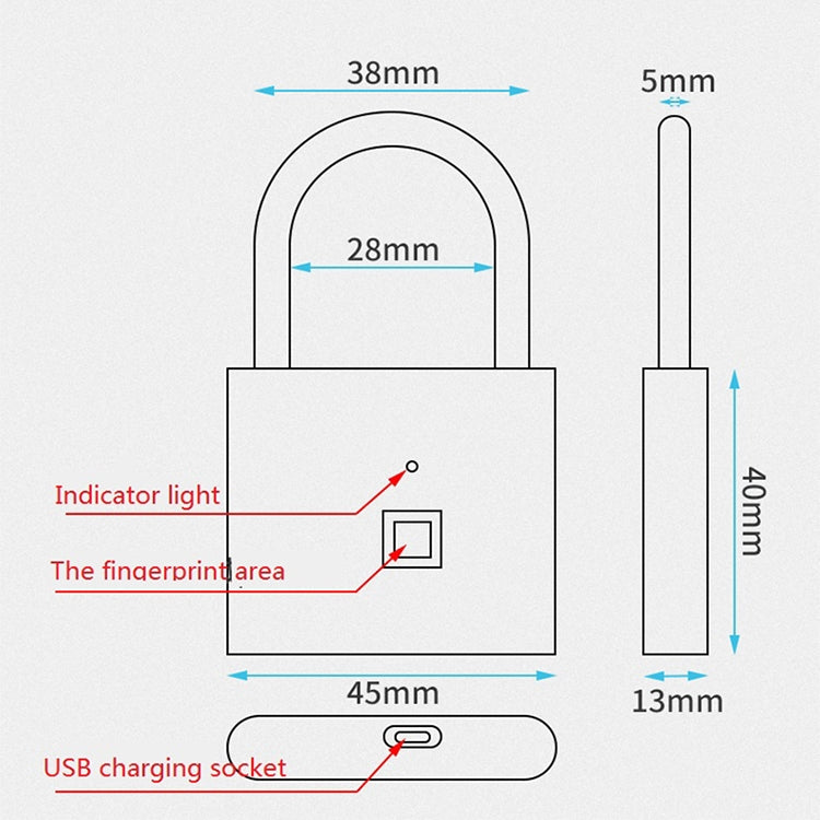 Stainless Steel Automatic Intelligent Fingerprint Padlock Electronic Lock, 10 Fingerprint Edition(Silver) by bashfashion