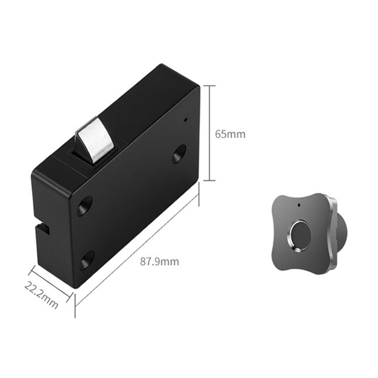 T5 Flower Version Aluminum Alloy Panel Fingerprint Drawer Lock(Black) by bashfashion