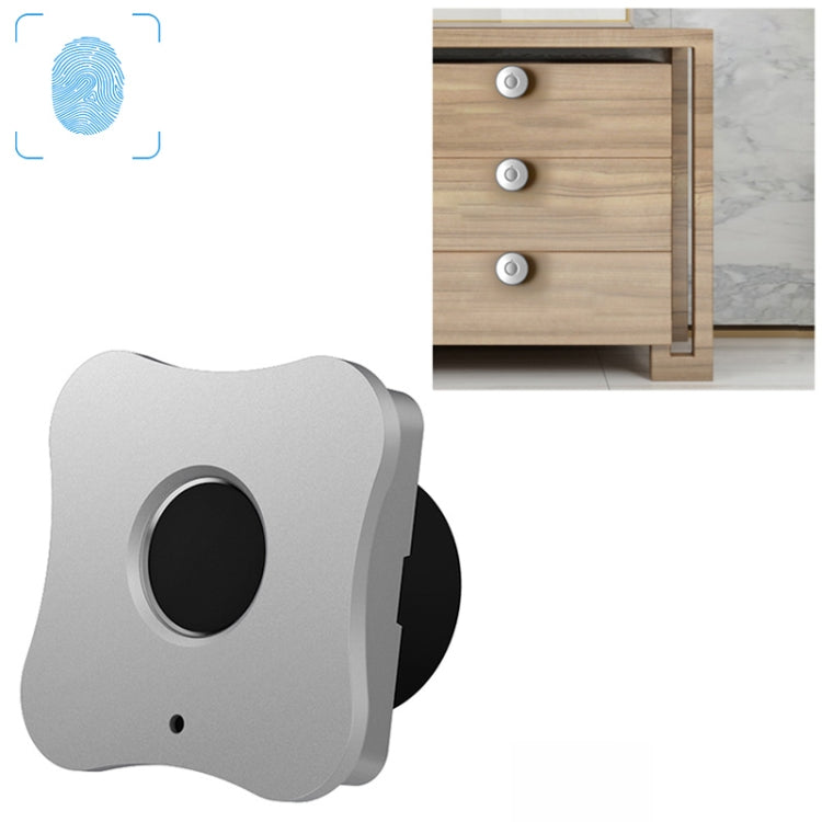 T5 Flower Version Aluminum Alloy Panel Fingerprint Drawer Lock(Silver) by bashfashion