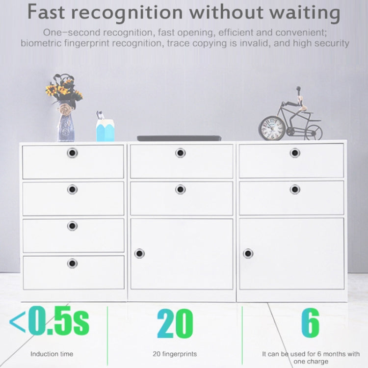 T21F Micro USB Charging Zinc Alloy Smart Single Open Fingerprint Drawer Lock File Cabinet Lock by bashfashion