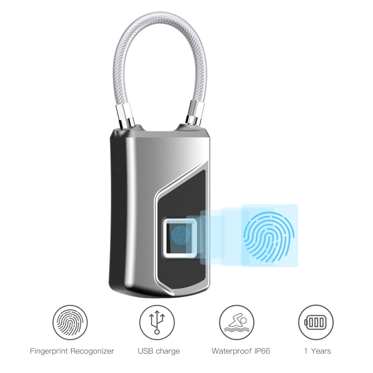 Anytek USB Charging Waterproof Anti-theft Non-password Electrically Intelligent Fingerprint Padlock Size:3.2cm × 3.5cm × 9cm by Anytek