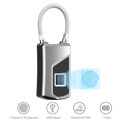 Anytek USB Charging Waterproof Anti-theft Non-password Electrically Intelligent Fingerprint Padlock Size:3.2cm × 3.5cm × 9cm by Anytek