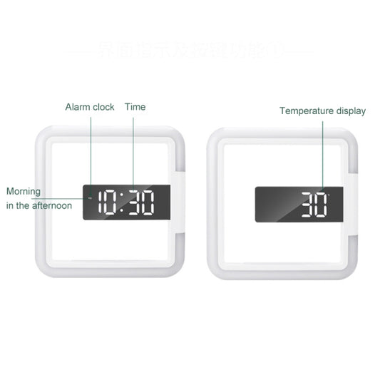 TS-S28-W Multifunctional Square RGB Thermometer Digital Alarm Clock LED Mirror Hollow Wall Clock by bashfashion