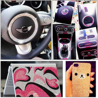 4mm Glitter Crystal Diamond Decoration / Shining Rhinestone Sticker for Car Sticker & Cell Phone Ornament(Pink White) by bashfashion