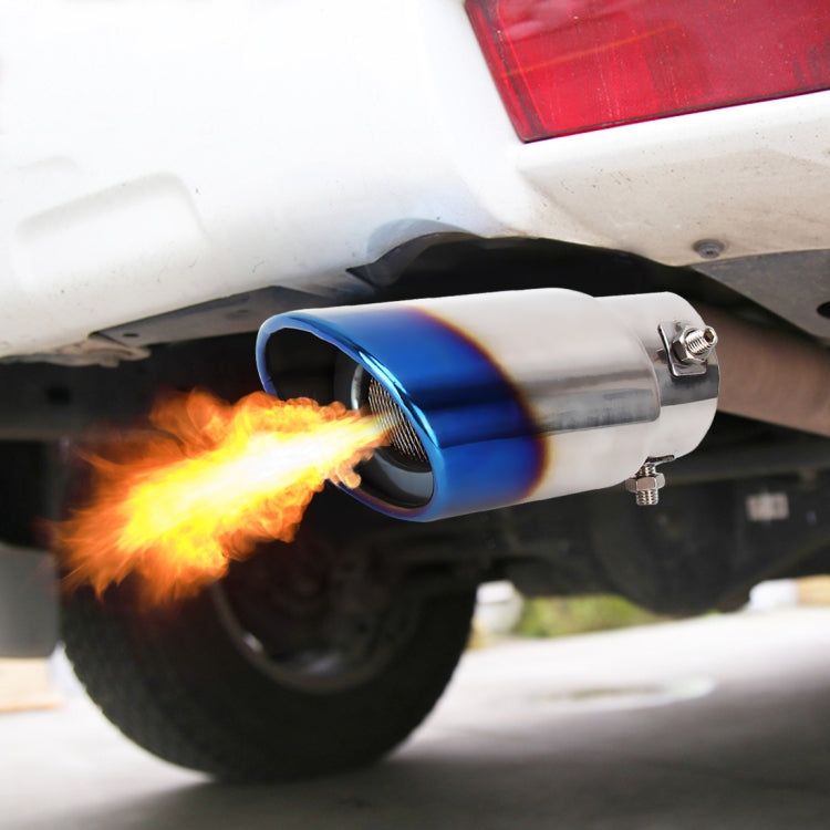 Universal Car Styling Stainless Steel Straight Bolt-on Exhaust Tail Muffler Tip Pipe with Mesh(Blue) by bashfashion