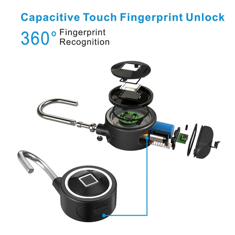 Waterproof Intelligent Bluetooth Fingerprint Padlock Remote Unlocking for iOS / Android(Black) by bashfashion