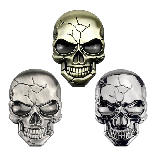 Three-dimensional Devil Skull Metal Car Sticker (Titanium Color) by bashfashion