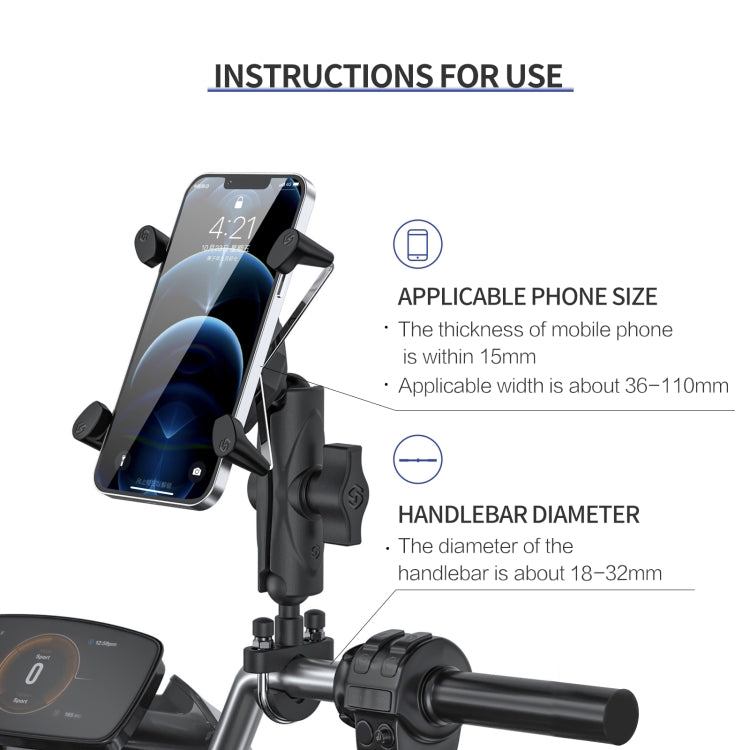 ZH-1558A1 Motorcycle Handlebar X-shape Aluminum Alloy Phone Holder by bashfashion