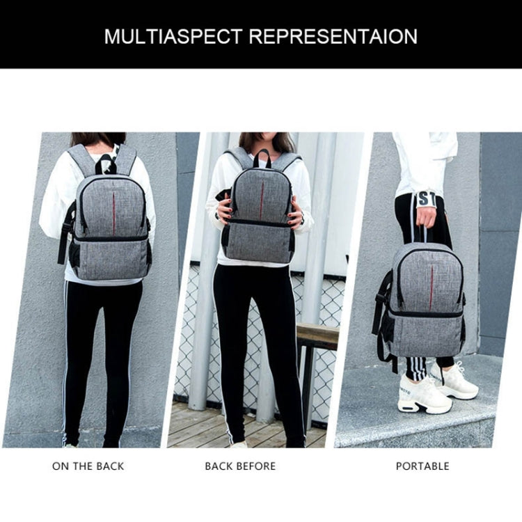 Multi-functional Waterproof Nylon Shoulder Backpack Padded Shockproof Camera Case Bag for Nikon Canon DSLR Cameras(Grey) by bashfashion