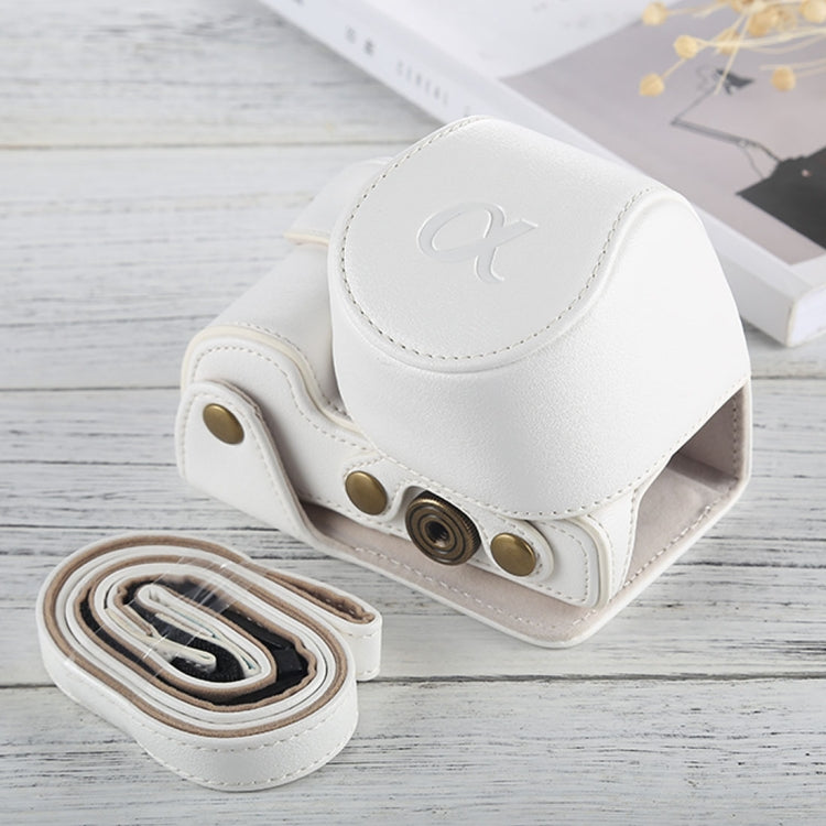 Full Body Camera PU Leather Case Bag with Strap for Sony A6000 / A6300 / Nex 6(White) by bashfashion