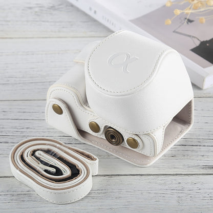 Full Body Camera PU Leather Case Bag with Strap for Sony A6000 / A6300 / Nex 6(White) by bashfashion