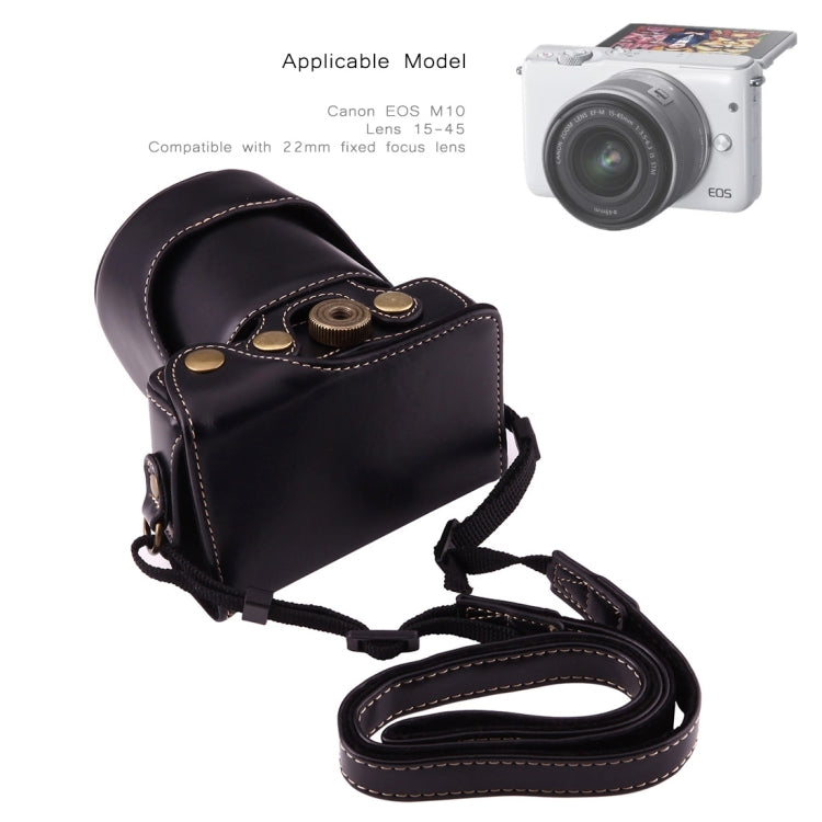Full Body Camera PU Leather Case Bag with Strap for Canon EOS M10(Black) by bashfashion