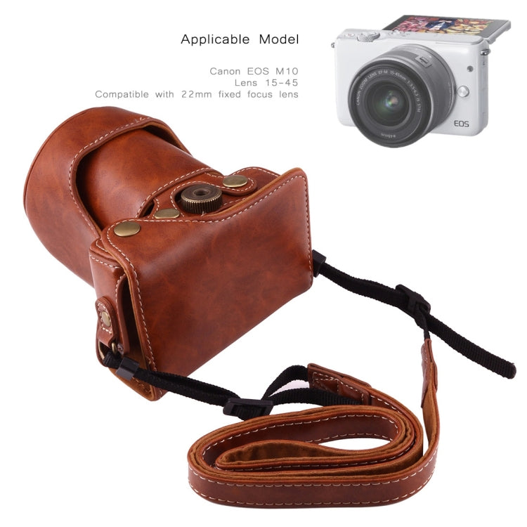 Full Body Camera PU Leather Case Bag with Strap for Canon EOS M10(Brown) by bashfashion