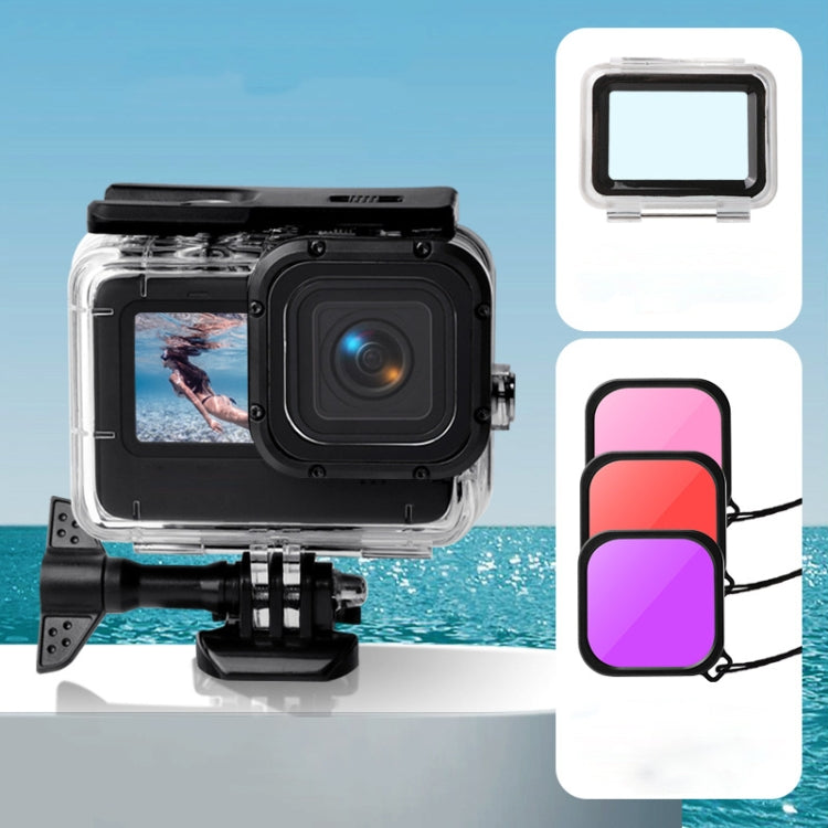 Waterproof Case + Touch Back Cover + Purple Red Pink Lens Filter for GoPro HERO10 Black / HERO9 Black by bashfashion