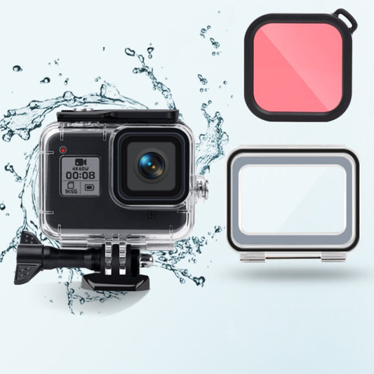 45m Waterproof Case + Touch Back Cover + Color Lens Filter for GoPro HERO8 Black (Pink) by bashfashion