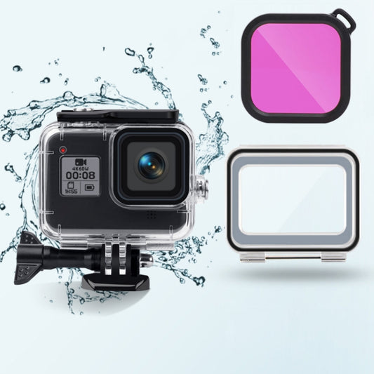 45m Waterproof Case + Touch Back Cover + Color Lens Filter for GoPro HERO8 Black (Purple) by bashfashion