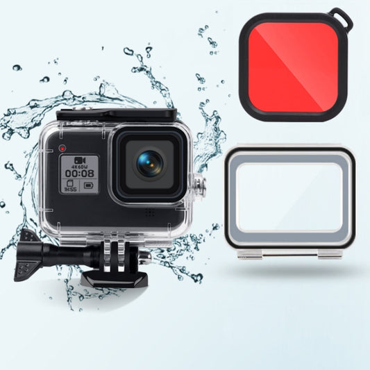 45m Waterproof Case + Touch Back Cover + Color Lens Filter for GoPro HERO8 Black (Red) by bashfashion