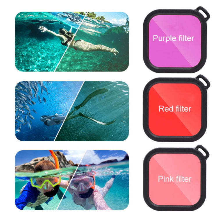 45m Waterproof Case + Touch Back Cover + Purple Red Pink Lens Filter for GoPro HERO8 Black by bashfashion
