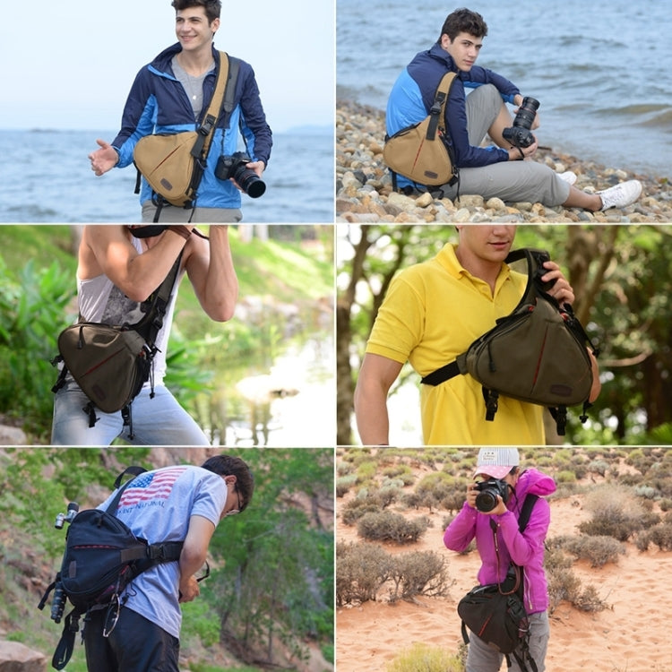 CADEN Triangle Shape Tscope Sling Shoulder Cross Digital Camera Bags Case Soft Bag with Rain Cover for Canon Nikon Sony K1, Size: 36*31*15cm(Army Green) by bashfashion