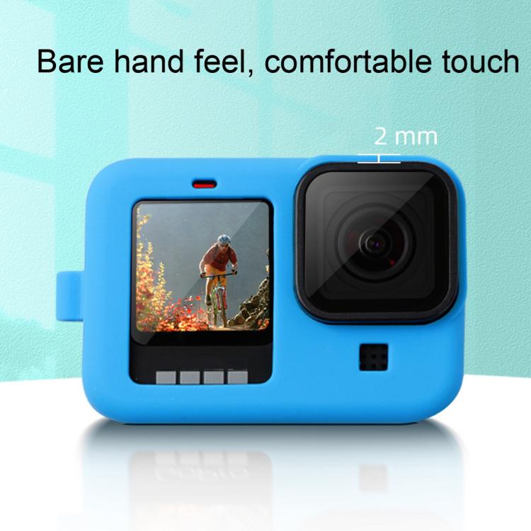 For GoPro HERO10 Black / HERO9 Black Silicone Protective Case Cover with Wrist Strap & Lens Cover(Blue) by bashfashion