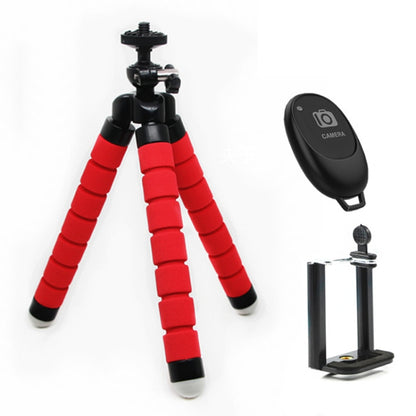 Mini Octopus Flexible Foam Tripod Holder with Phone Clamp & Remote Control (Red) by bashfashion