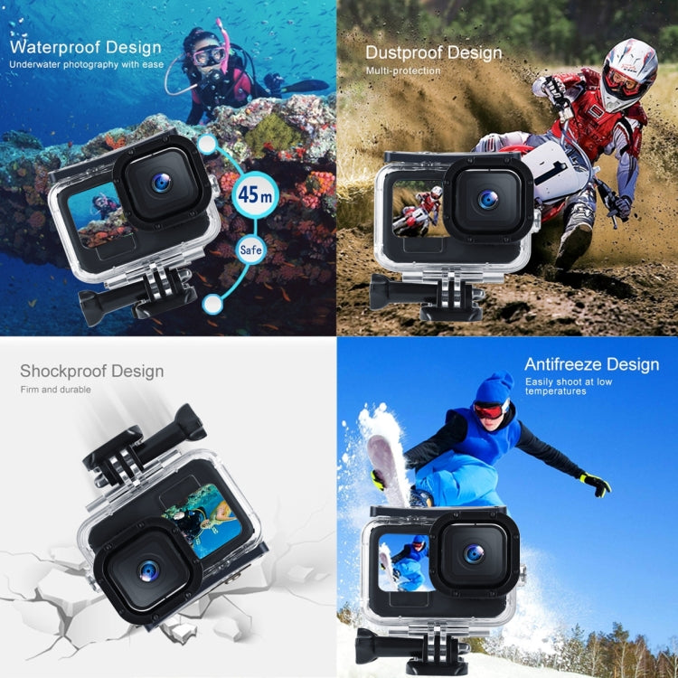 45m Waterproof Housing Protective Case with Buckle Basic Mount & Screw For GoPro HERO10 Black / HERO9 Black by bashfashion