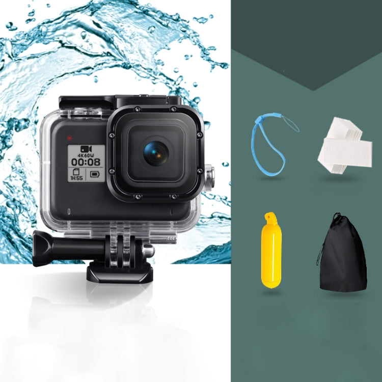 For GoPro HERO8 Black 45m Waterproof Housing Protective Case with Buckle Basic Mount & Screw & Floating Bobber Grip & Strap & Anti-Fog Inserts(Transparent) by bashfashion