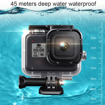 For GoPro HERO8 Black 45m Waterproof Housing Protective Case with Buckle Basic Mount & Screw & Floating Bobber Grip & Strap & Anti-Fog Inserts(Transparent) by bashfashion
