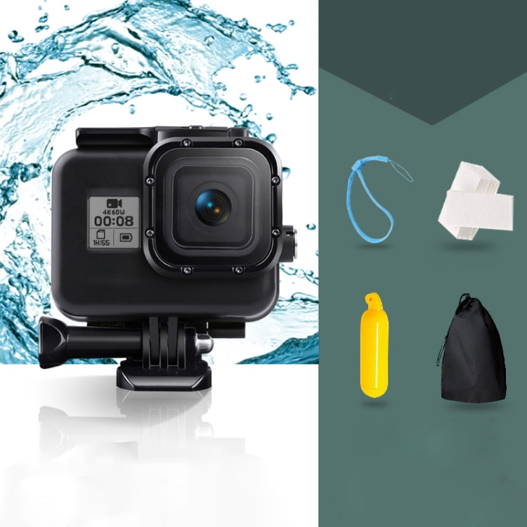 For GoPro HERO8 Black 45m Waterproof Housing Protective Case with Buckle Basic Mount & Screw & Floating Bobber Grip & Strap & Anti-Fog Inserts(Black) by bashfashion