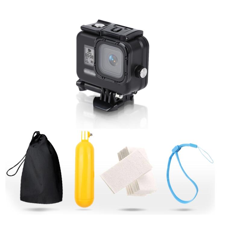 For GoPro HERO8 Black 45m Waterproof Housing Protective Case with Buckle Basic Mount & Screw & Floating Bobber Grip & Strap & Anti-Fog Inserts(Black) by bashfashion