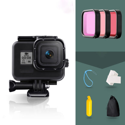 For GoPro HERO8 Black 45m Waterproof Housing Protective Case with Buckle Basic Mount & Screw & (Purple, Red, Pink) Filters & Floating Bobber Grip & Strap & Anti-Fog Inserts (Black) by bashfashion