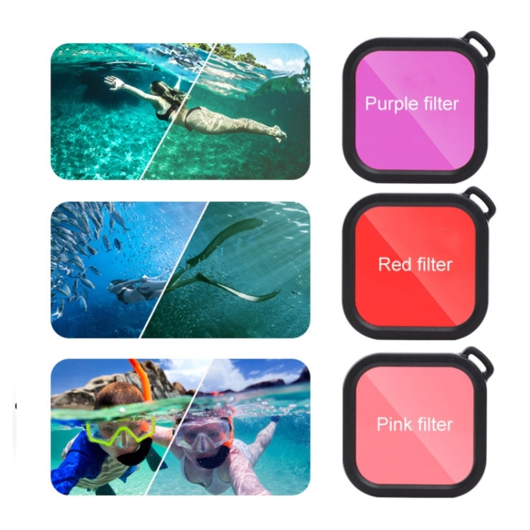 For GoPro HERO8 Black 45m Waterproof Housing Protective Case with Buckle Basic Mount & Screw & (Purple, Red, Pink) Filters & Floating Bobber Grip & Strap & Anti-Fog Inserts (Transparent) by bashfashion