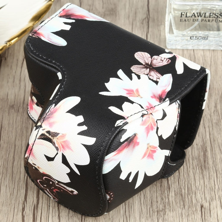Flower Pattern PU Leather Camera Case for Sony A6000 / A6300 / A6400 / Nex 6 (Black) by bashfashion