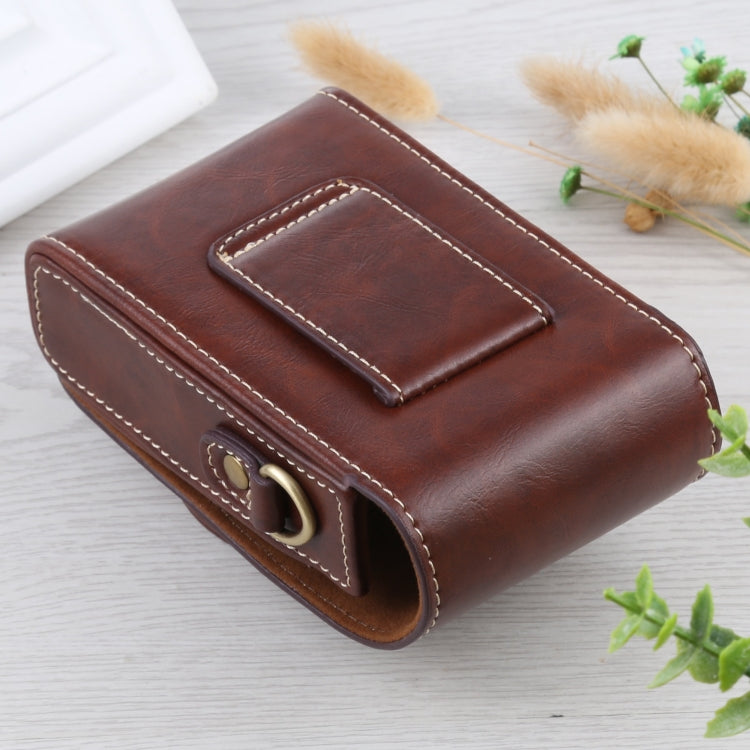 Vertical Flip Full Body Camera PU Leather Case Bag with Strap for Ricoh GR III / GRII, Sony ZV-1 / DSC-RX100M7 / RX100M6 / RX100M5 / RX100M2 (Coffee) by bashfashion