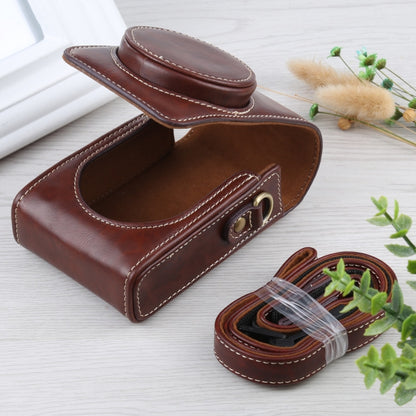 Vertical Flip Full Body Camera PU Leather Case Bag with Strap for Ricoh GR III / GRII, Sony ZV-1 / DSC-RX100M7 / RX100M6 / RX100M5 / RX100M2 (Coffee) by bashfashion