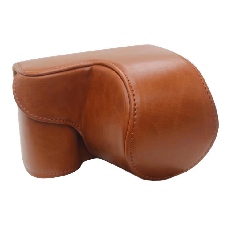 Full Body Camera PU Leather Case Bag for Sony ZV-E10 (Brown) by bashfashion