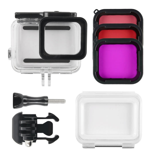 45m Waterproof Housing Protective Case + Touch Screen Back Cover for GoPro NEW HERO /HERO6 /5, with Buckle Basic Mount & Screw & (Purple, Red, Pink) Filters, No Need to Remove Lens (Transparent) by bashfashion