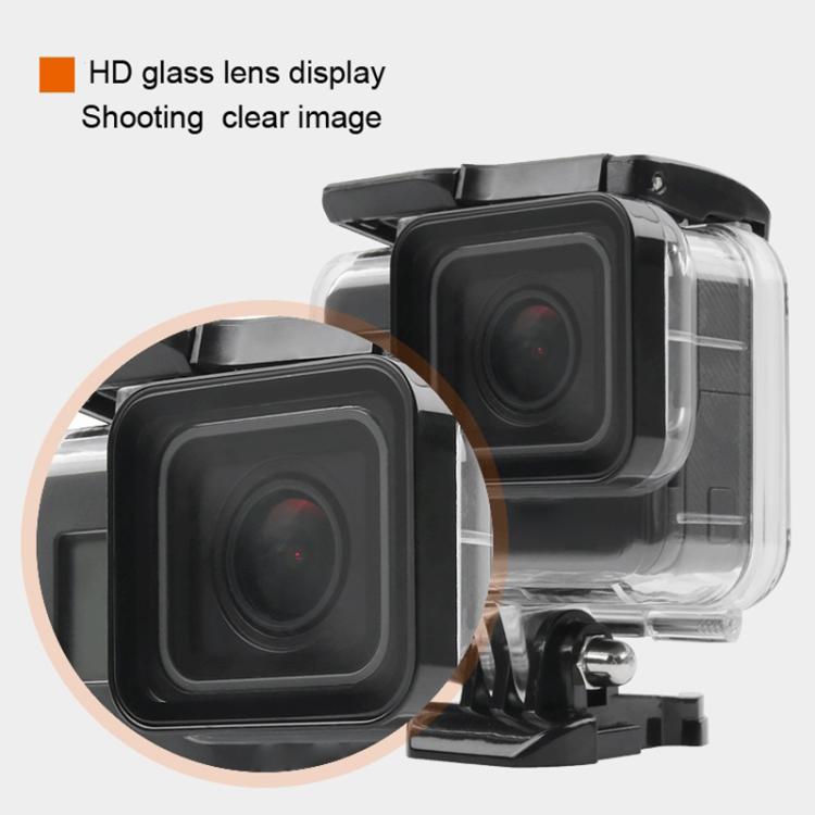 45m Waterproof Housing Protective Case + Touch Screen Back Cover for GoPro NEW HERO /HERO6 /5, with Buckle Basic Mount & Screw & (Purple, Red, Pink) Filters, No Need to Remove Lens (Transparent) by bashfashion