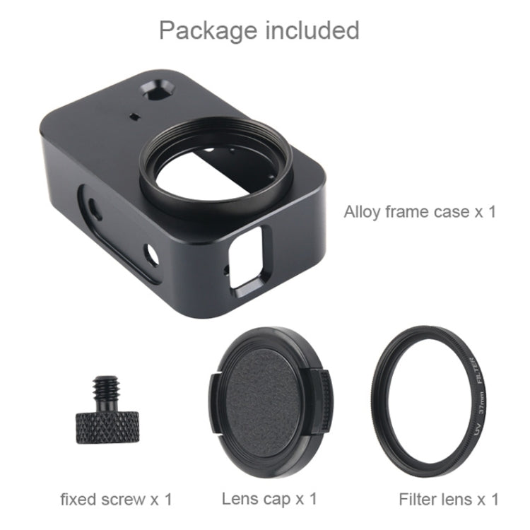 Housing Shell Aluminum Alloy Protective Cage with 37mm Filter Lens & Lens Cap & Screw for Xiaomi Mijia Small Camera (Black) by bashfashion