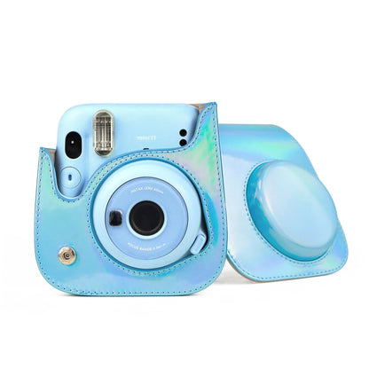 Aurora Color Leather Case Full Body Camera Bag with Shoulder Strap for FUJIFILM Instax mini 11(Blue) by bashfashion