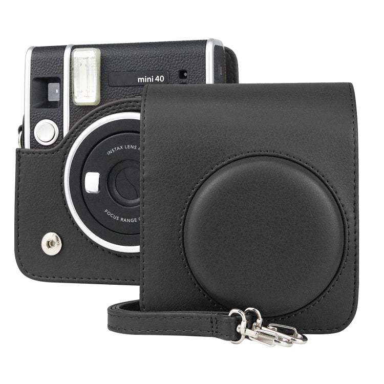 Full Body Camera Retro PU Leather Case Bag with Strap for FUJIFILM instax mini 40 (Black) by bashfashion