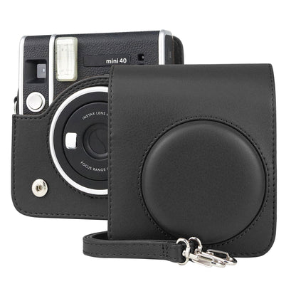 Full Body Camera Retro PU Leather Case Bag with Strap for FUJIFILM instax mini 40 (Black) by bashfashion