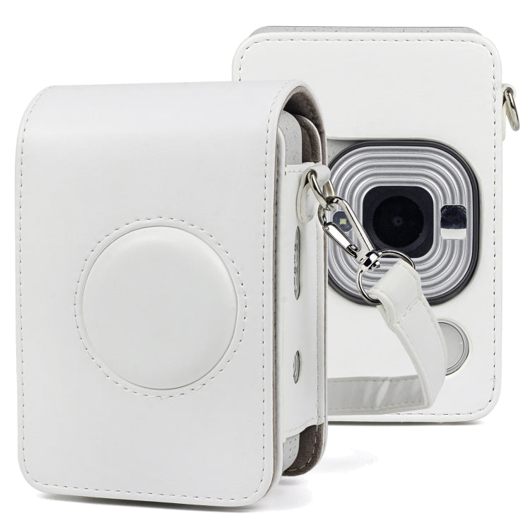 Full Body Camera Retro PU Leather Case Bag with Strap for FUJIFILM instax mini Liplay (White) by bashfashion